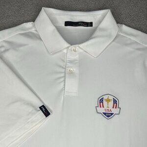 RLX Ralph Lauren Polo Shirt Mens Large White 2016 Ryder Cup USA Golf Performance